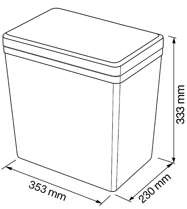 Technický nákres Sorter Linea 201, plast, 16L