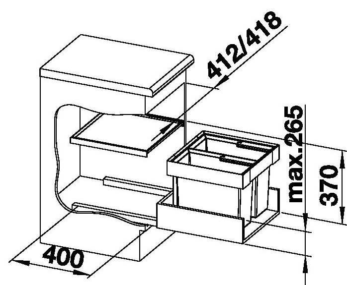 Technický nákres BLANCO koš FLEXON II 45/2