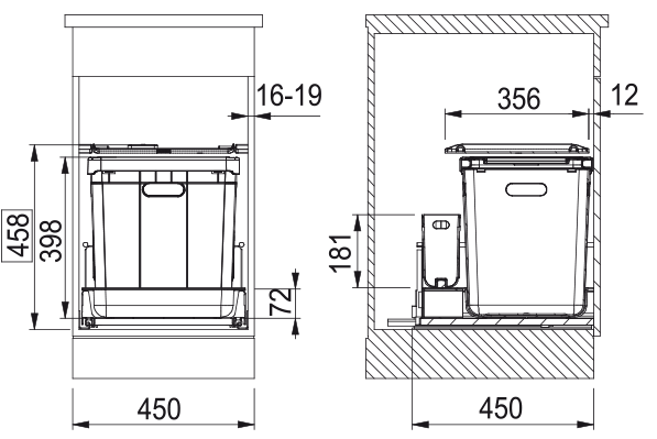 Technický nákres FRANKE Sorter 350 - 45