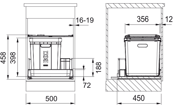 Technický nákres FRANKE Sorter 350 - 50