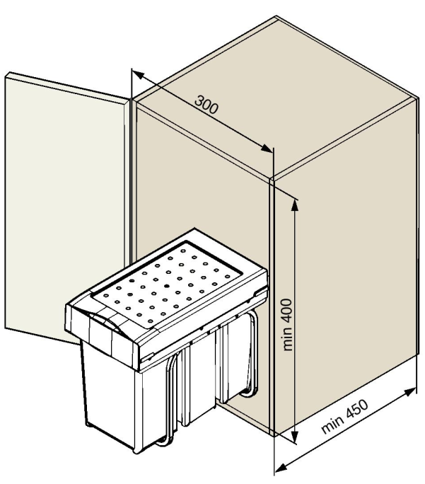 Technický nákres Sortér Linea 223/300, 3x10L