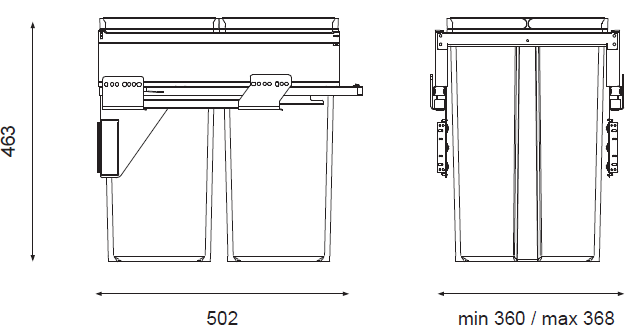 Technický nákres Sorter Linea 580 Plus, 2x29L