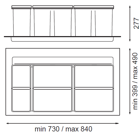 Technický nákres Sistema 9XL 900A, 2x26+11L