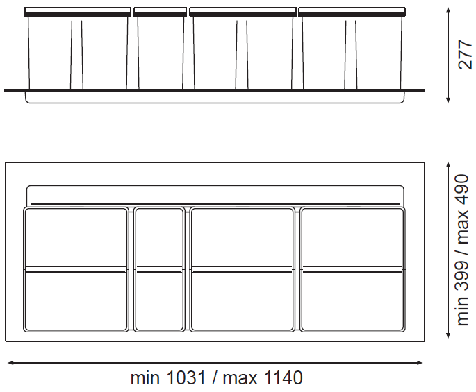 Technický nákres Sistema 9XL 1200A, 3x26+11L