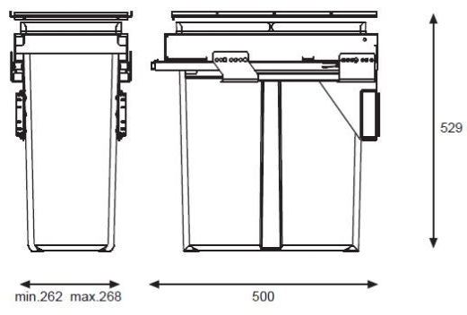 Technický nákres Sortér Linea 580 EVO/300 1x40L