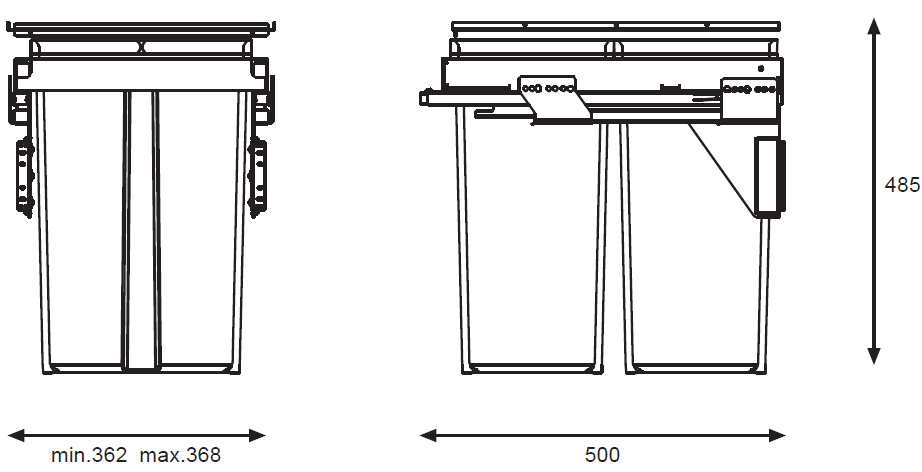 Technický nákres Sortér Linea 580EVO/400 2x29L