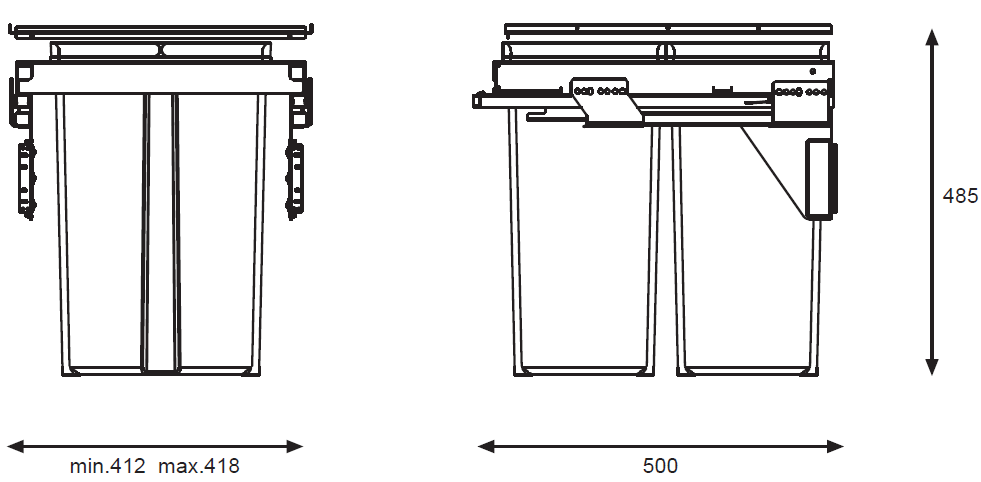 Technický nákres Sortér Linea 580EVO/400 2x29L