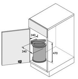 Technický nákres Odpadkový koš bin.it Classic, nerez