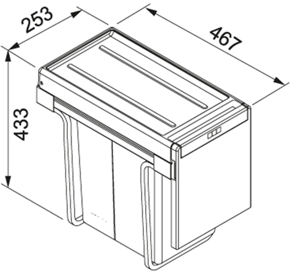 Technický nákres Sorter Cube 30, 20 + 10l