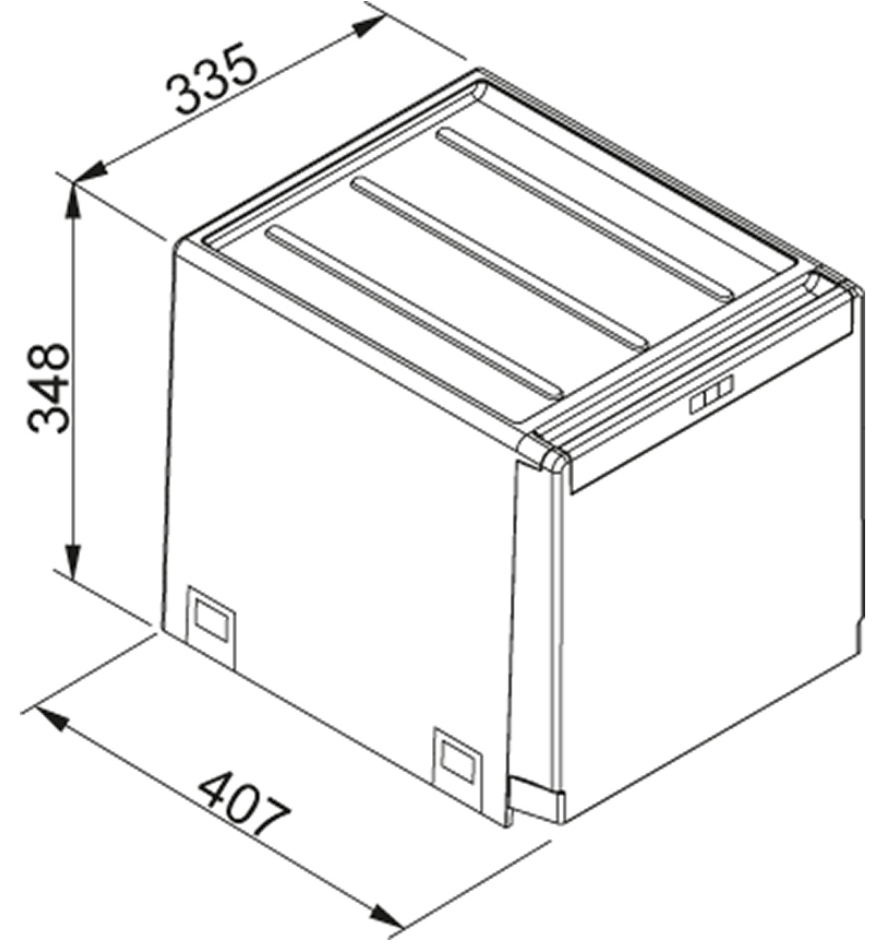 Technický nákres Sorter Cube 40, 2x14l