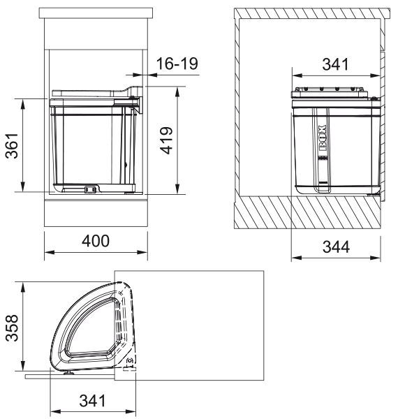 Technický nákres Sorter Pivot, 400
