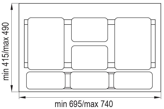 Technický nákres Sorter Sistema 938/3, 3x16L