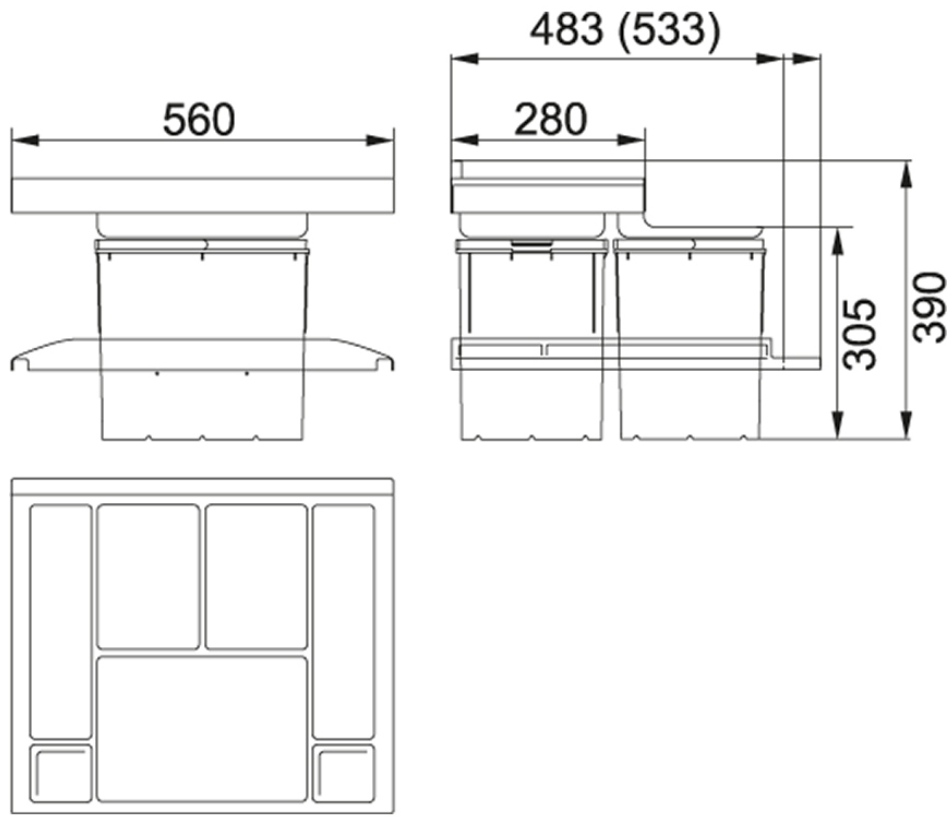 Technický nákres Sorter Trolley Vario 600