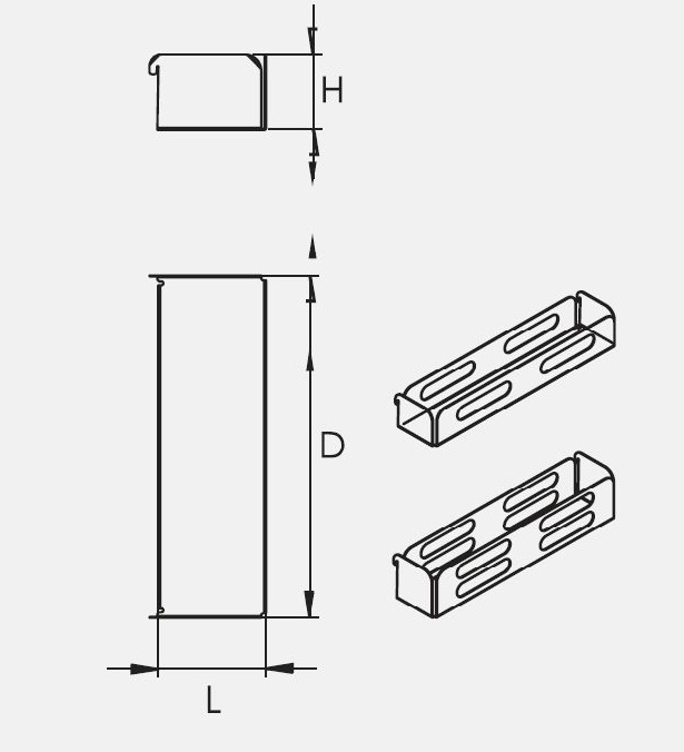 Technický nákres Kôš BOX vysoký pre bočný výsuvný kôš, bílý