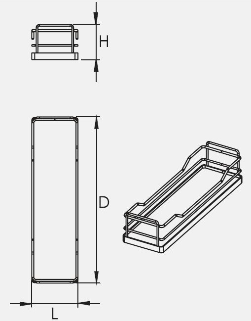 Technický nákres Koš k rámu Prestige Supreme, lesklý chrom