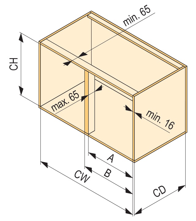 Technicky výkres skříňka pro Kessebohmer LeMans II