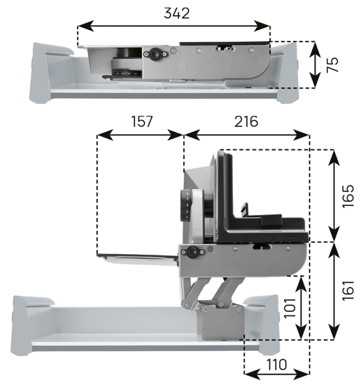 Technický nákres Multikráječ AES 72 SR pravý, stříbrný