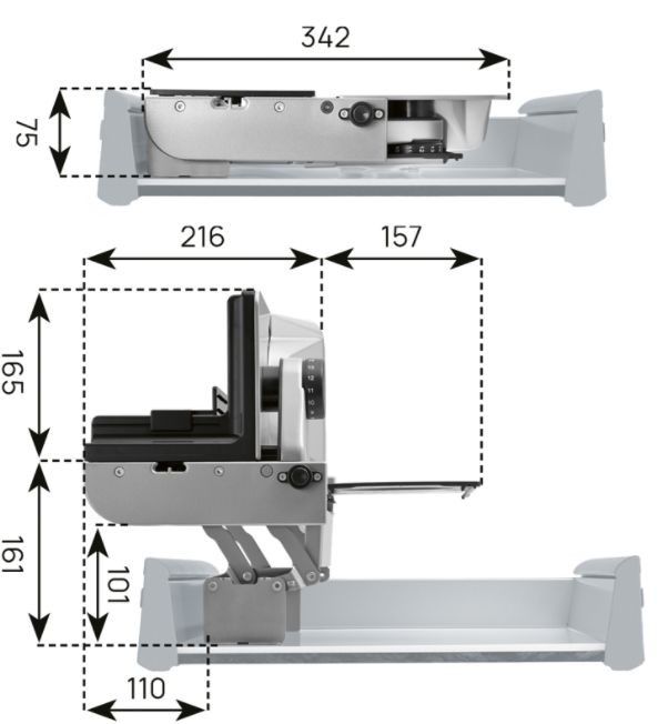 Technický nákres Multikráječ AES 62 SL levý, stříbrný