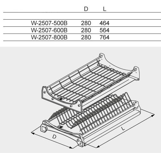 Technický nákresVestavěný dvoupoličkový odkvakpávač LUX, chrom