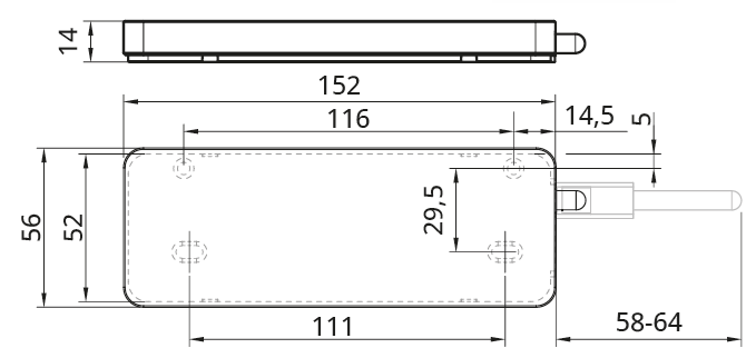 Technický nákres Tlumič + Push systém SMART-PUSH STRONG   - se silikonovou koncovkou