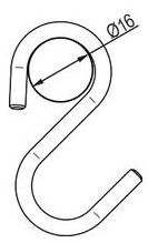 Technický nákres relingový háček