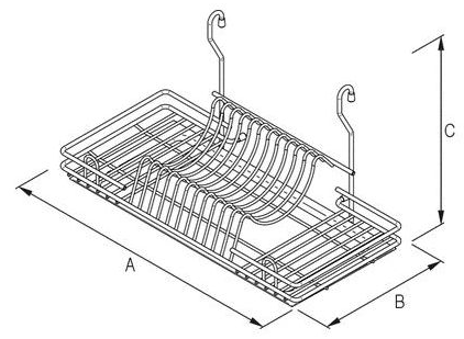 Technický nákres závěsný odkapávač na nádobí, PVC tác