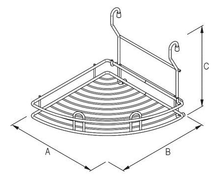 Technický nákres Závěsný koš rohový