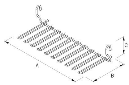 Technický nákres Závěsný držák na sklenice, chrom