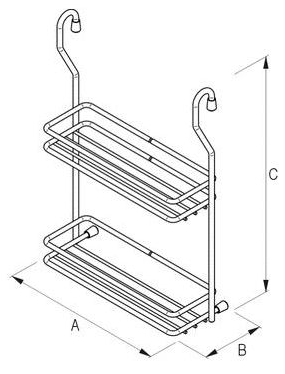 Technický nákres Závěsný koš dvoupoličkový - dlouhý