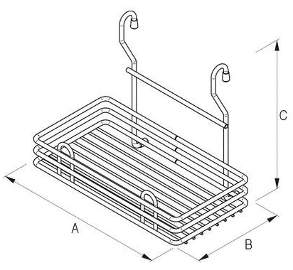 Technický nákres závěsný koš jednopoličkový - dlouhý